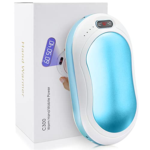 Calentador de Manos,Calentador de Manos Recargable Banco de Energía Reutilizable con Linterna Led Y Pantalla de Temperatura,Calentadores Portátiles Regalos de Invierno para Niños Adultos,Azul Cover