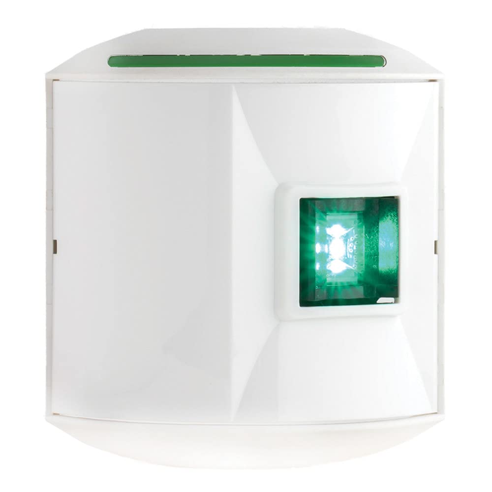 Aqua Signal 44201-7 Series 44 LED Navigation Light - Starboard (Green) with White Housing
