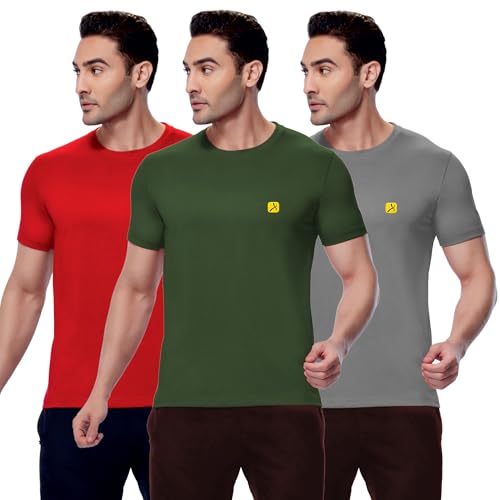Image of AMUL COMFY Men's Cotton Plain Round Neck Half Sleeve Casual T-Shirts