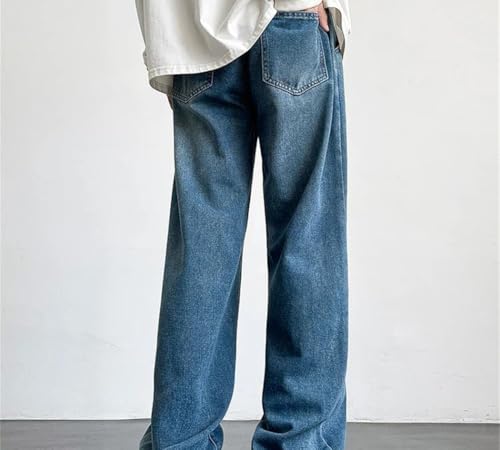 Mens Wide Leg Jeans Korean Style Loose Fit Denim Pants High Waisted Casual Straight Trousers4