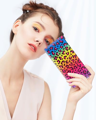 Image of Nipichsha Womens Wallet, RFID Slim Wallets for Women, Thin Ladies Credit Card Holder Purse, Cute Leather Bifold Clutch Billfold with 11 Card Slots & ID Window, Colorful Leopard Print