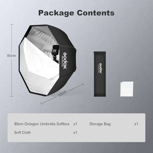 Godox 31.5" / 80cm Octagon Reflective Umbrella Soft Box Silver with Carrying Bag Portable Octagon Flash Umbrella Softbox Reflector Octabox for Studio Photography Flash Speed Light