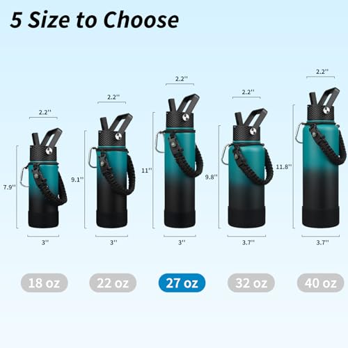 Image of BJPKPK 27oz Insulated Water Bottle with 3 Lids, Straw Lid & Handle