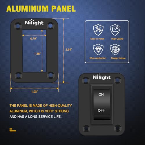 Image of Nilight ON-Off Switch Panel 4 PIN DPST Toggle Switches Panel 12V 20A Black | Anodized Aluminium switch Shell Bracket with Screws Ternimals Jumper Wires Set for Cars Trailers Boats RV Camper