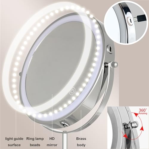 Espejo maquillaje iluminado recargable 8 pulgadas miniatura 4