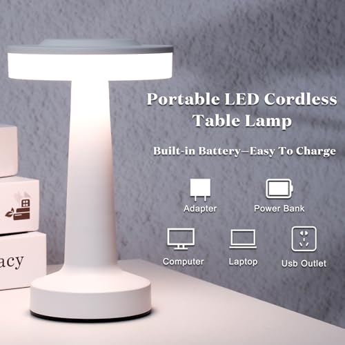 Image of Riakrum 4 Pcs LED Cordless Table Lamp Bulk Rechargeable,White