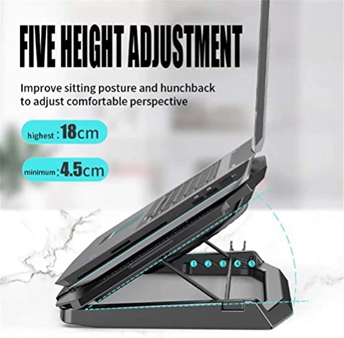 Base refrigeradora para laptop de 12" a 17,3", con 2 ventiladores y luces azules, diseño ergonómico ajustable en altura y ángulo (5 posiciones), estructura de hierro, antideslizante miniatura 6