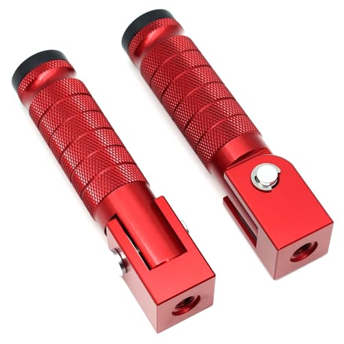 Image of Red Motorcycle Bicycle Folding Foot Pegs 90 Degree Foldable Electric Motorbike Ebike For Super73 S2 /ZX /RX /R /S Passenger Footrests Rearsets Rear Set Footpegs foot Rest Pedals M8 Install Bolts