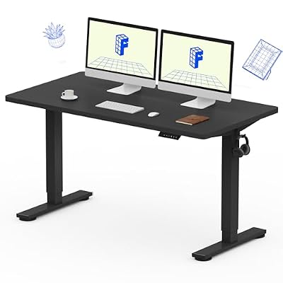 FLEXISPOT EN1 One-Piece Standing Desk, Electric Adjustable with 4 Memory Presets, 176 LBS Capacity, Stable & Quiet, Seamless Desktop for Home Office & Dual Monitors, 55"x28" Black