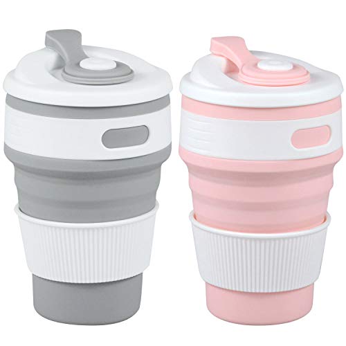 MommyLove 2 Pack Silicone Collapsible Cups(350ML Each) BPA-Free Reusable Travel Cup, Sport Bottle