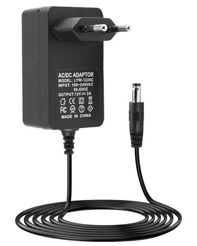 12V 2A Fuente de Alimentación Universal 24W, Adaptador AC DC 12V 1A 2000mA, Transformador 2000mA, Alimentador 12v 2a para LED, Router, Cámaras de Seguridad, Altavoces, y Más Dispositivos
