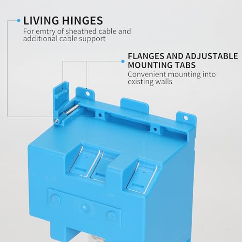 Image of XIUTE Old Work Electrical Outlet Boxes 2 Gang for Home Modification, 25 Cubic inches Living Hinges,Adjustable Mounting Tabs, ETL Approved,(Blue, 12Pack)