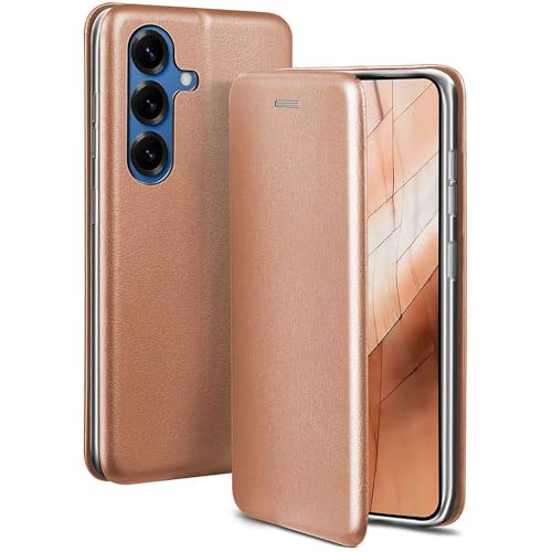Housse cuir Samsung S25 or rose avec porte-carte pour vos sorties