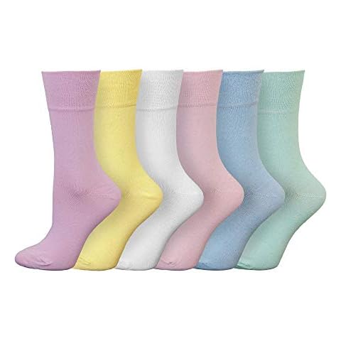 6 Pair Ladies/Childrens Cotton Rich Soft Non Elastic Ankle Socks Size 4-6 Uk (Pastel) Cover