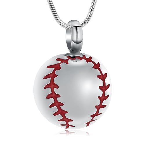 Stainless Steel 20mm Baseball Memorial Urn Jewelry Pendant Hold Cremation keepsake necklace for ashes