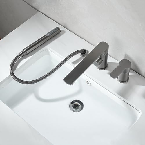 Robinet de salle de bain gris LWX avec douche à main et mélangeur - 2