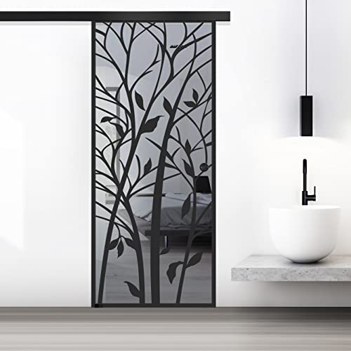 Puerta Corredera De Vidrio BOSS RAIN - 85x215cm, 8mm Templado, Diseño Arenado