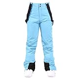 HOTIAN Pantalones de esquí para mujer, pantalones con tirantes, pantalones de snowboard, pantalones de invierno, cálidos, impermeables, resistentes al viento, con esquís desmontables, pantalones
