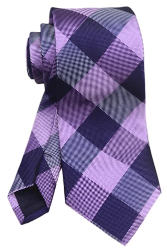 Vinesen Corbatas para hombre, formal, de negocios, delgadas, tejidas, jacquard, boda, fiesta, corbata, Lavanda azul marino y blanco, talla única