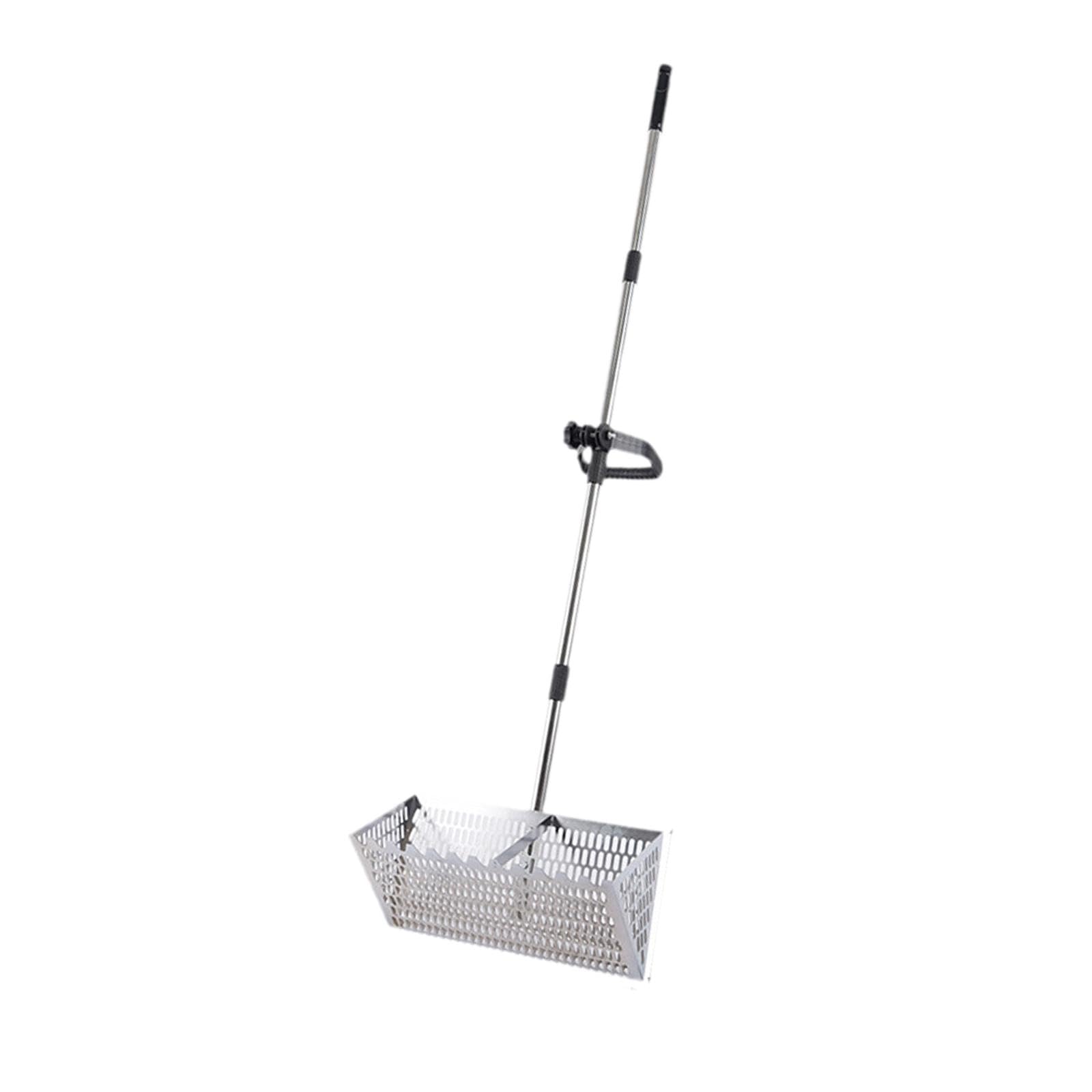 Sand Sifter Recogedor Sifter de Playa Pala Metálica Profunda con Cesta Ancha Mango Ajustable Material Carbono Resistente Adecuado para Limpieza, Plata