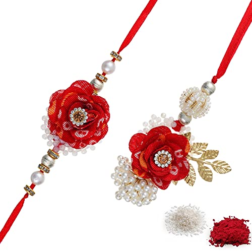 Image of eCraftIndia Golden Red Religious Shrinathji Rakhi for Brother | Raksha Bandhan Rakhi for Bhai Bhaiya