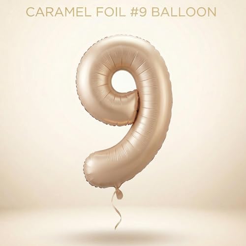 Image of Atpata Funky #9 Elegant Caramel Colour JUMBO 40 INCH Number Balloons Set | 0 to 9 Digit Shapes | Decorative Balloons for Milestones & Celebrations