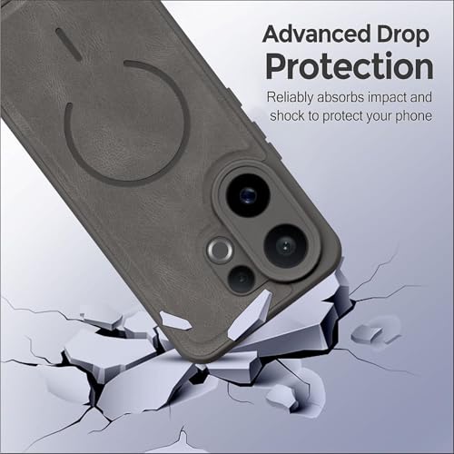 Image of SBMS Back Cover for Vivo V60 5G /T4 Pro /V60E | Ultra Slim Soft Rubberised Hard Case | Oil Feel Soft Leather Back | Mag-Safe Design (Mag-Safe Not Support) | Camera Protection Case for Vivo V60 (Grey)