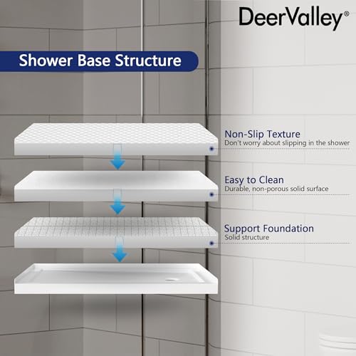 Image of DeerValley 48 inchL X 30 inchW Right Drain Shower Base in White