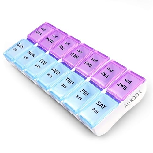 Twice a Day Detachable Weekly Pill Organizer with AM/PM Compartments Large, BPA Free...