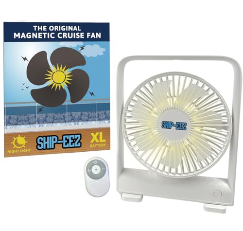 SAILPAK Magnetic Cruise Ship Approved Fan 12000mAh XL Battery LED Light and Remote - Approved for all cruise lines