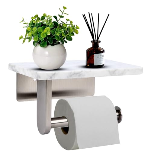 Toilet Paper Holder with Natural Marble Shelf for Bathroom Washroom,Wall
