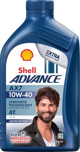 Shell Advance AX7 4T 10W-40 API SN Synthetic Technology Motorbike Engine Oil (1L)
