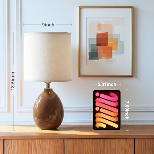 Image of Dawnwake 18.5 inch Table Lamp Set of 2 for Living Room Bedroom, Bedside Lamps for Night Stands, Desk Nightstand Lamp Dimmable, Modern Linen Cream Ceramic Lamps (Coffee)