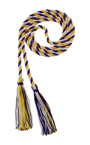 Image of Graduation Honor Cord - Purple /Gold /White - Every School Color Available - Made in USA