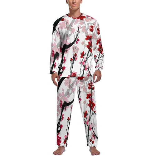Pyjama homme Fleur De Prunier ensemble manche longue pantalon idée cadeau idéal