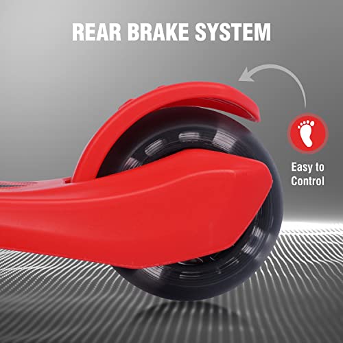 Image of R For Rabbit Road Runner Lite Skate Scooter for Kids of Age 3 to 14 Years Age,Kids Scooter with 3 Adjustable Height, Foldable, LED PU Wheels & Weight Capacity 50 kgs Kick Scooter with Brakes(Red)