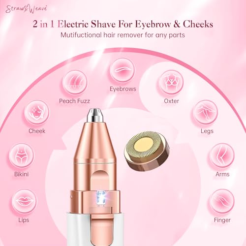 Image of Facial Hair Removal Machine|Eyebrow Trimmer & Epilator|Trimmer For Women Private Part|2 In 1 Trimmer 400 mAh Battery 1 Year Warranty|Painless Hair Removal Machine|Nose Hairs Remover,White (2 in 1)