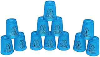 DEWEL Quick Stacks Cups 12 Pack Sports Stacking Cups Speed Training Game for Challenge Competition Party Toy with Storage Bag (Blue)