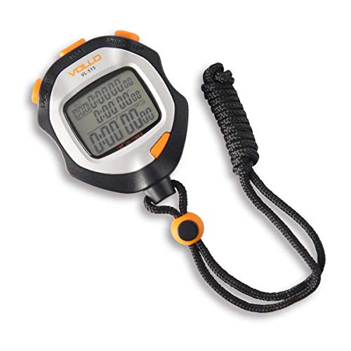 Chronomètre de sport Vollo avec 200 mémoires, noir