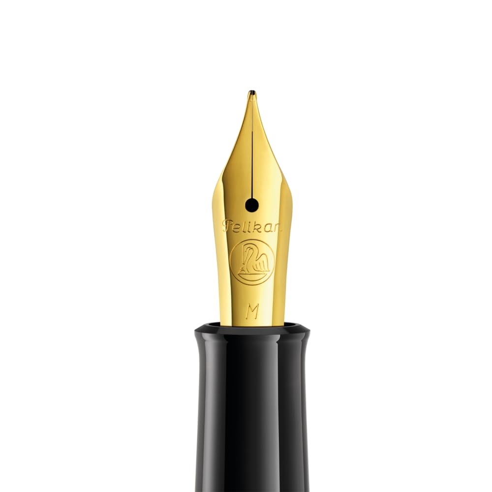 Pelikan Füllhalter Classic 200, Braun-Marmoriert, Feder M (mittel), hochwertiger Kolbenfüller im Geschenk-Etui, 808897