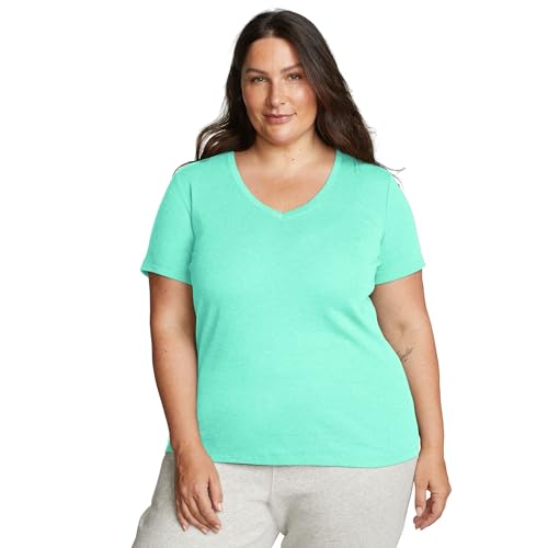 T-Shirt à Manches Courtes et col en V Femme Plus taille grand confort