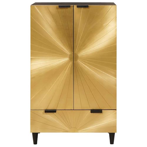 Mueble de madera de mango negro y dorado de 60x33,5x100 cm para oficina y sala 3