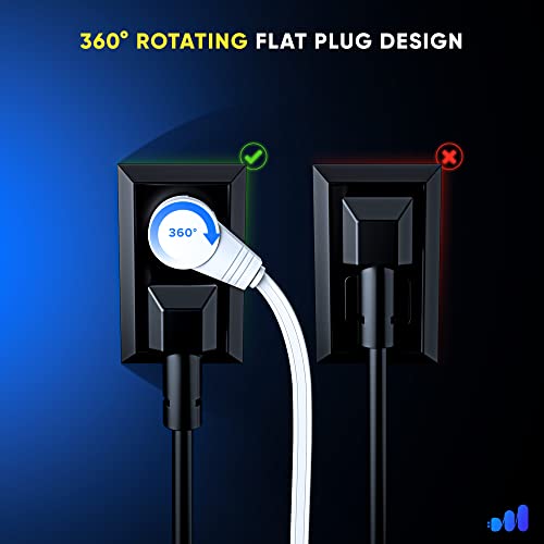 Maximm 360-31F10-W 360° Rotating Flat Plug Extension Cord 10 Feet Flat Extension Cord Under Carpet thumb #3