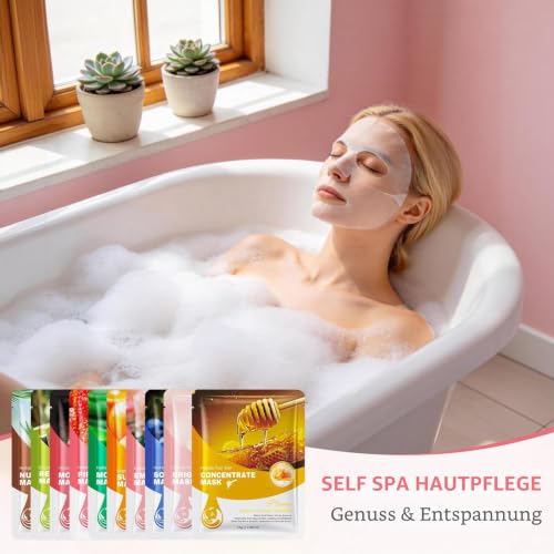 60 Stück Gesichtsmaske Geschenkset Frauen, Tuchmasken Gesicht mit 10 Duft – Ansicht 5