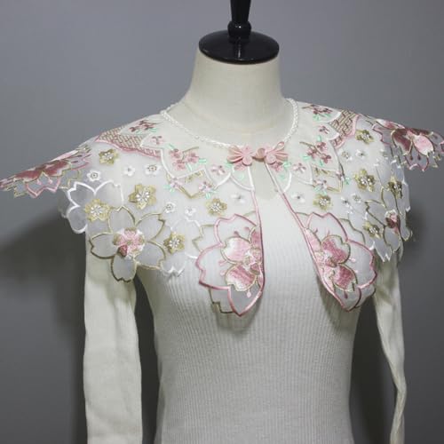 False Collar Lace Shawl Wrap Yunjian Collar Detachable Embroidery Decorative Flower Decorative Chinese Yunjian Studded4