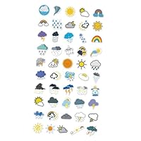 Toyvian 50pcs Weather Stickers Decals for Laptop Bike Water Bottles DIY Weather Symbols for Skateboards Luggage Travel Cases Decorative Stickers