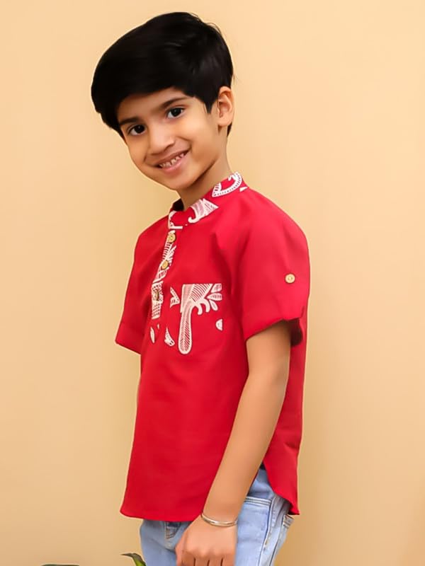 Image of superminis Boys Cotton Regular Fit Printed Kurta Shirt
