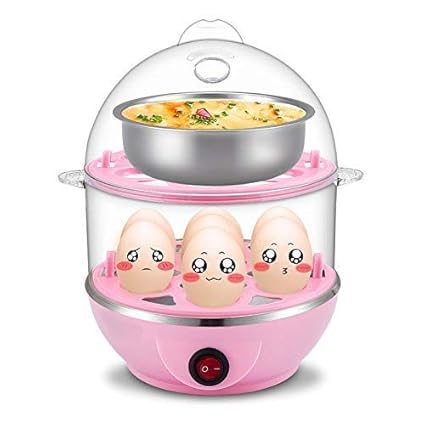 KNOWHERE Electric Automatic Off, Multi-Function Electric 2 Layer Egg Boiler Cooker and Steamer (Multicolored)