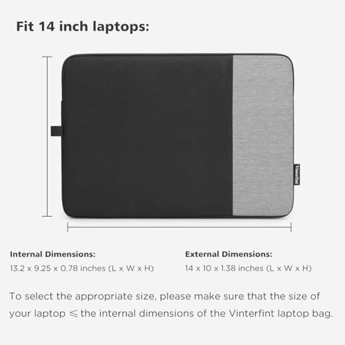 Vinterfint 14 inch Laptop Sleeve Case for MacBook Pro 14 M5 M3, Surface Laptop Studio 2, ThinkBook 14 Gen 8, Yoga Slim 7X, 14.5" XPS 14, Inspiron 14, EliteBook X G1a, HP Shockproof Notebook Cover - image 6