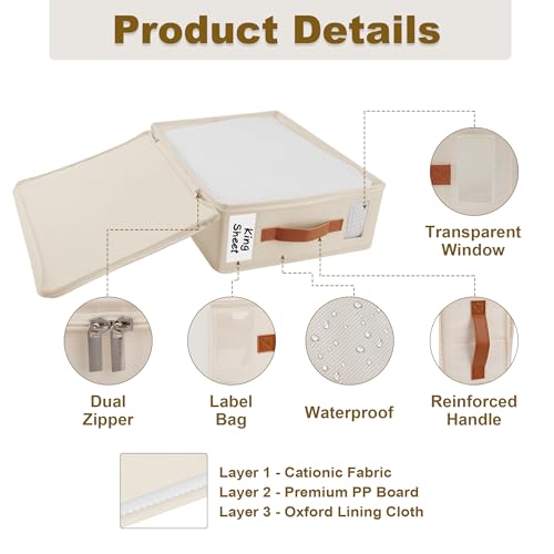 Bed Sheet Organizer 4 Pack - No Insects Entry Sheet Organizers and Storage with Zipper, Label, Handle, Window, Linen Closet Organizers and Storage for Sheet Set, Clothing, Duvet Covers, Blanket - Image 7